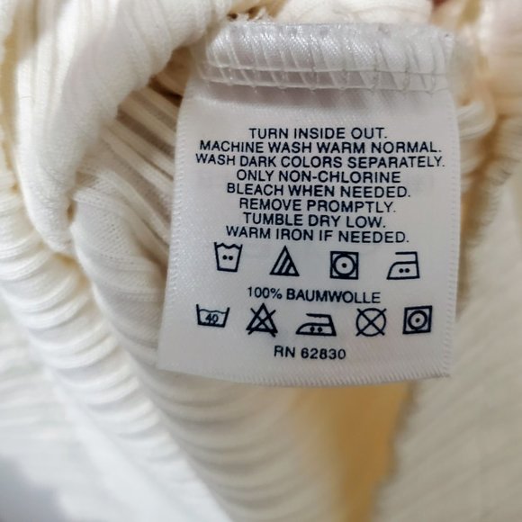 Land's End Women Cream Ribbed Blouse - Picture 8 of 8